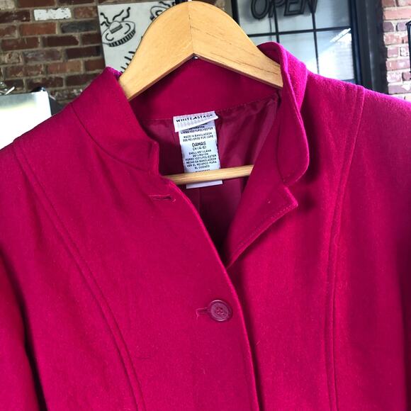 Vintage White Stag Pink Wool Blend Pea Coat Women's 4/6 Preppy Barbie 90s Y2K - Picture 2 of 10